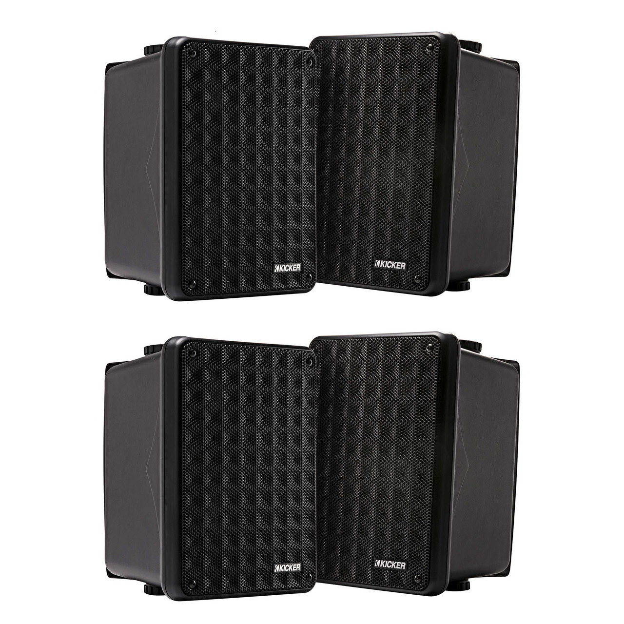 Kicker 46KB6B Black Outdoor Speaker Bundle - 4 Speakers - Creative